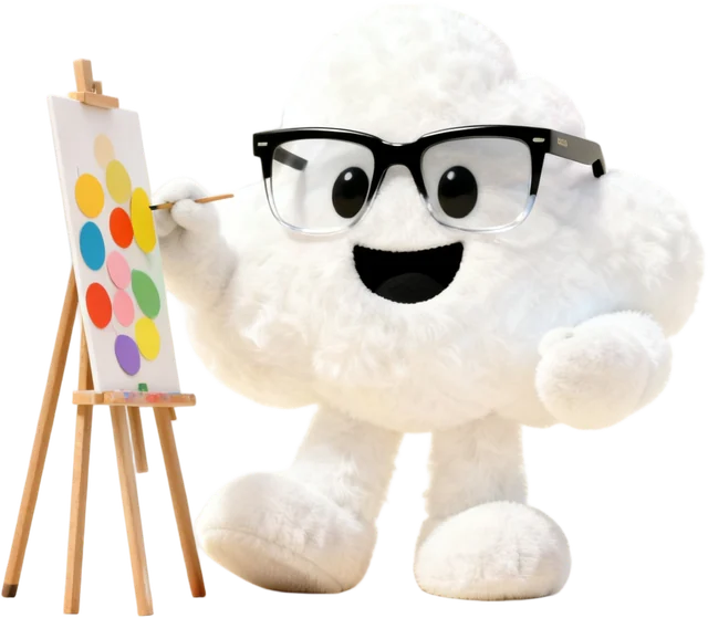 Nuby diseñando slides con un pincel