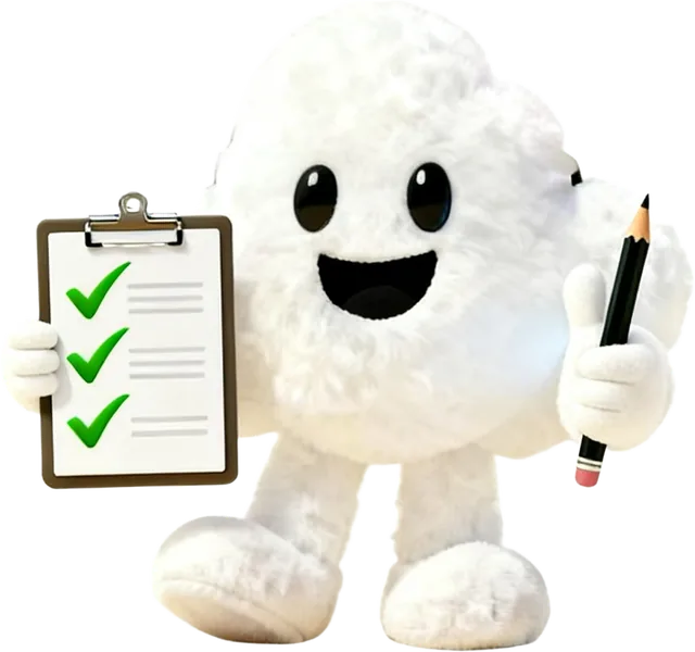 Nuby aprobando el contenido con un portapapeles
